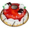 Tarta Latina decorada con glaseado de fresa rojo brillante y relleno a elegir.