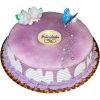 Tarta Latina con glaseado morado y relleno cremoso a elegir.