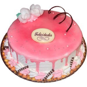 Tarta latina con glaseado rosa suave y relleno a elegir.