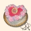 Tarta corazón del Día de la Madre con relleno de fresa y chocolate.