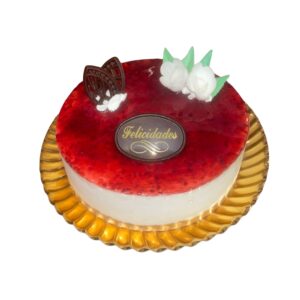 Mousse de queso con frambuesa de textura cremosa y ligera