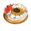 Tarta de queso al horno con superficie dorada y textura cremosa